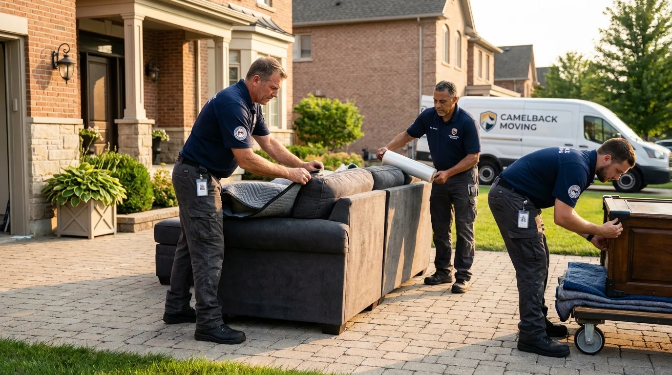 Large estate moving crew wrapping furniture in Baraboo, WI